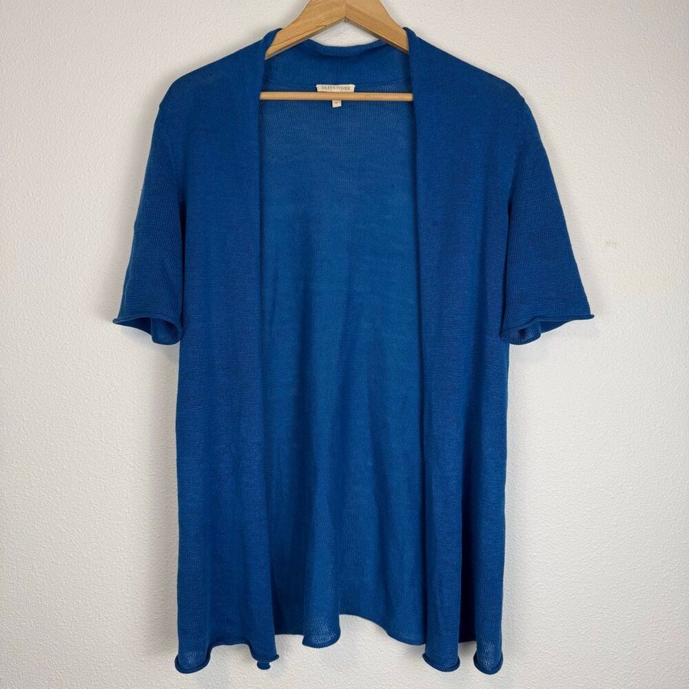 Eileen Fisher Linen Short Sleeve Open Front Cardigan Size Medium